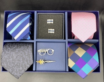 The Perfect and colorful Gift Box Tie Clip Necktie and CuffLinks