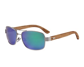 Wooden Sunglasses Blue Shades