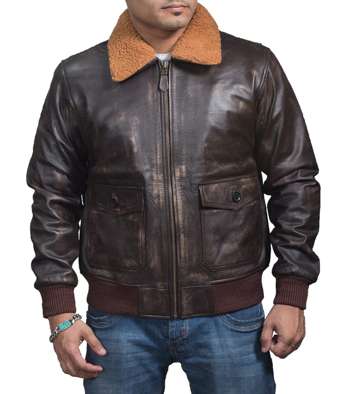 100% Genuine Leather Air Force Style Bomber Jacket - Etsy UK