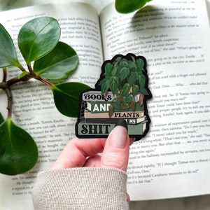 plant and book sticker, book stickers for kindle, reading sticker, book lover gift, kindle sticker, bookish sticker, waterproof book sticker