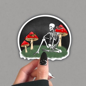 skeleton sticker, cottagecore sticker, dark cottagecore, mushroom sticker, dark academia sticker, spooky season sticker, goth stickers