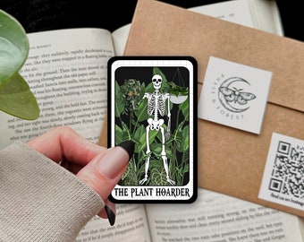 tarot card sticker, plant hoarder, skeleton sticker, gift for plant mom, dark cottagecore sticker, forestcore sticker, spooky sticker