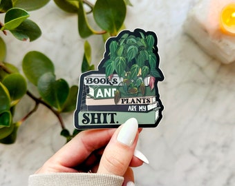 plant and book sticker, book stickers for kindle, reading sticker, book lover gift, kindle sticker, bookish sticker, waterproof book sticker