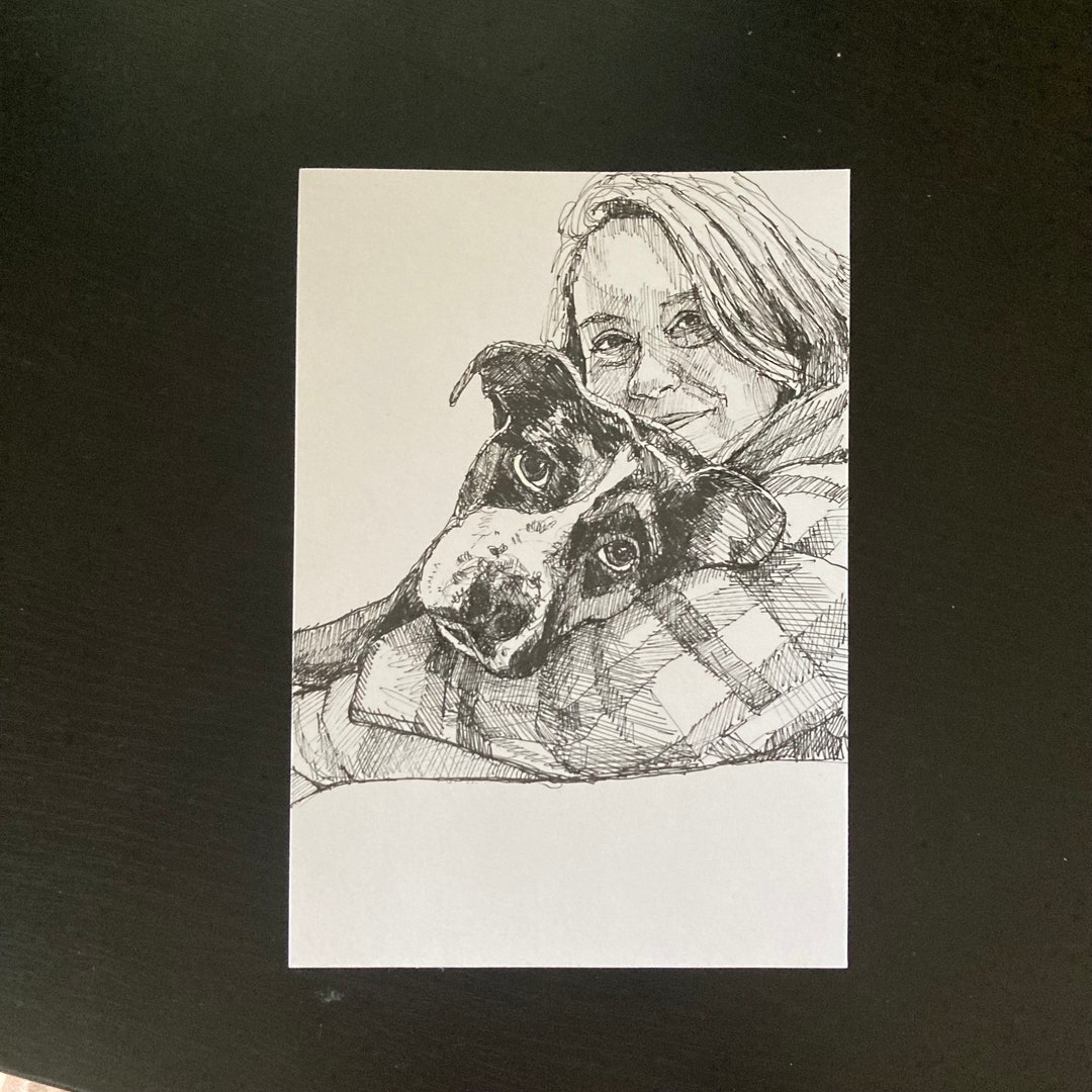 Hand Drawn Custom Portrait: 5x7 Pen Drawing - Etsy