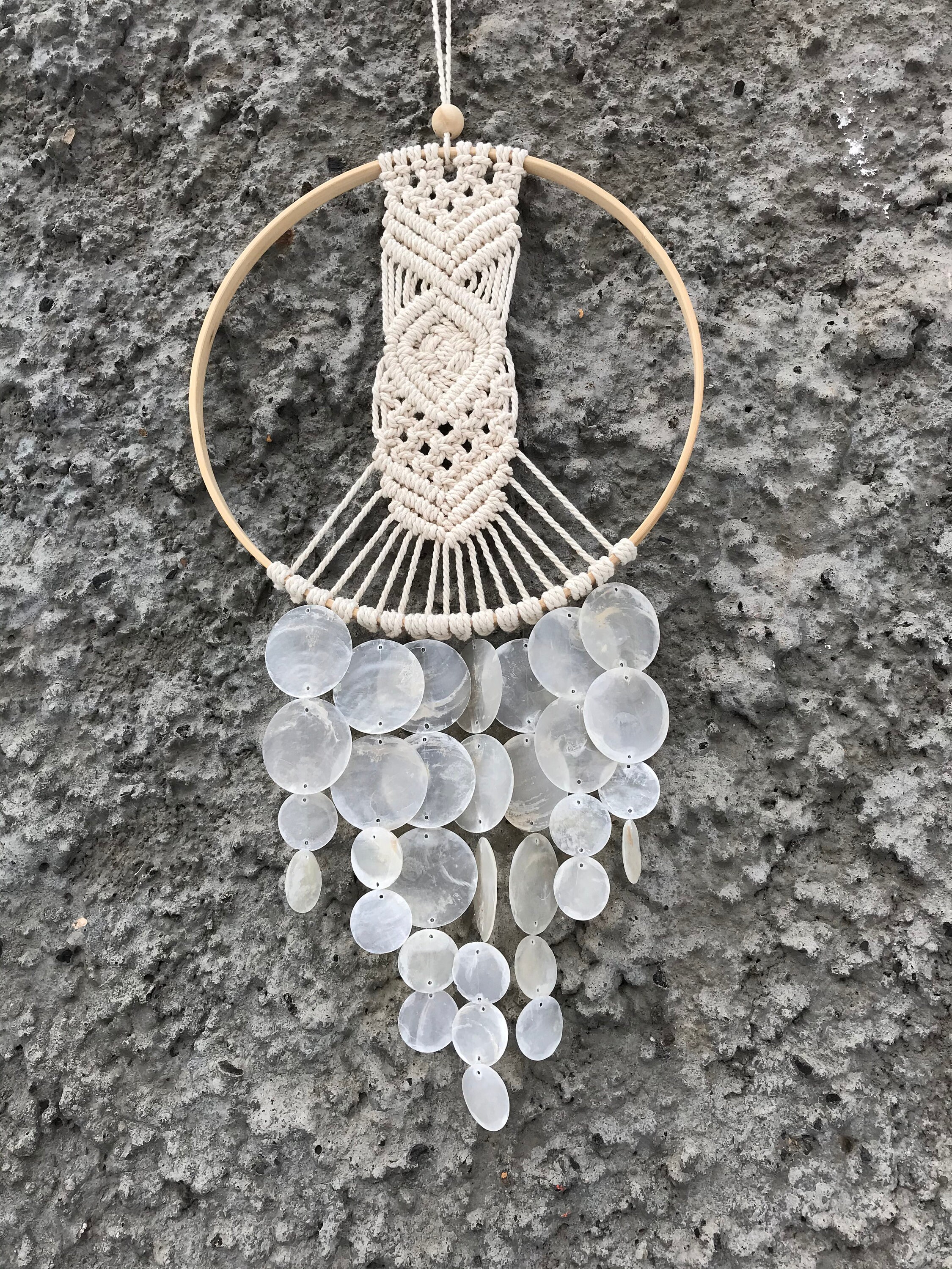 Capiz shell wind chime macrame wall hanging Capiz shells Etsy