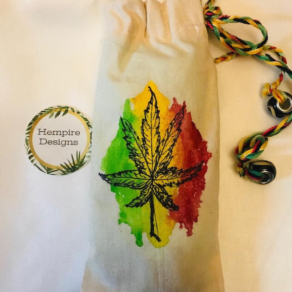 Handpainted Bag for CBD Oil, Tinctures, Essential Oils, Crystals, Herbs Drawstring Tote  Pouch, plant medicine herbal bag