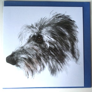 Lurcher Deerhound Wolfhound Sighthound Dog Greetings Card Lurcher Art Hairy Lurcher Art Beddlington Whippet Dog Birthday Card Dog Portrait