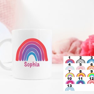 Rainbow Personalised mug, Custom mug, Kids rainbow mug, Personalised mug.