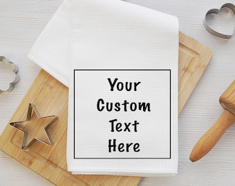 Custom Text Tea Towel, Custom Text Gift, Personalised Gift, Customised Tea Towel, Custom waffle Tea Towel, Kitchen TeaTowel