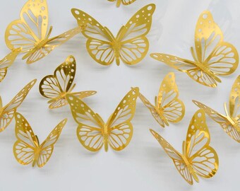 Rose Gold Butterfly 12 Pcs, 3D Butterfly, Wall Decor for Home ...