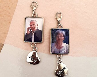 Bouquet Memory Charm, Wedding Photo Charm for Bride, Remembering dad,mom Photo Locket, Remembering Loved One at Wedding Gift for Bride