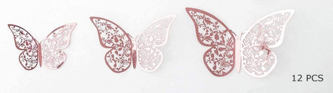 Rose Gold Butterfly 12 Pcs, 3D Butterfly, Wall Decor for Home ...