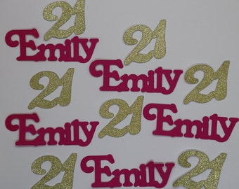 21st birthday decorations, Name confetti, Custom confetti, Personalised 21st birthday decoration,  Personalised age confetti.