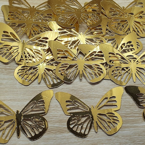 20 Gold Butterfly Wedding Decoration, Gold Wedding Butterflies, Gold Paper Butterflies, Gold Butterfly Wall Decals