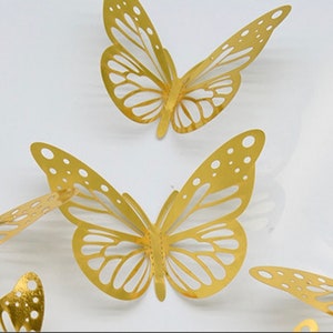 Gold Butterfly 12 Pcs, 3D Butterfly, Wall Decor for Home Decoration DIY ...