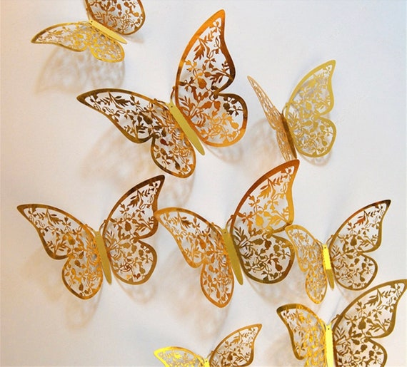 Gold Butterfly 12 Pcs 3D Butterfly Wall Decor for Home Etsy Australia