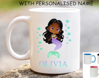 Mermaid Mug with Personalise Name, Personalised Cup, Cute Mug, Custom Mug, Mermaid Mug, Personalised Mug, Kids Mug, Mermaid Lover