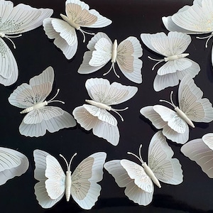 white Butterfly 12 pcs, double layer Butterfly, Wall Decor For Home Decoration.For Kids Rooms Party Wedding Decor Butterfly