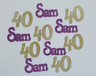 Personalized 40th Birthday Confetti, Name Confetti, Glitter Numbers