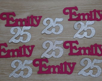 Personalized 25th Birthday Confetti: Glitter Numbers & Custom Name