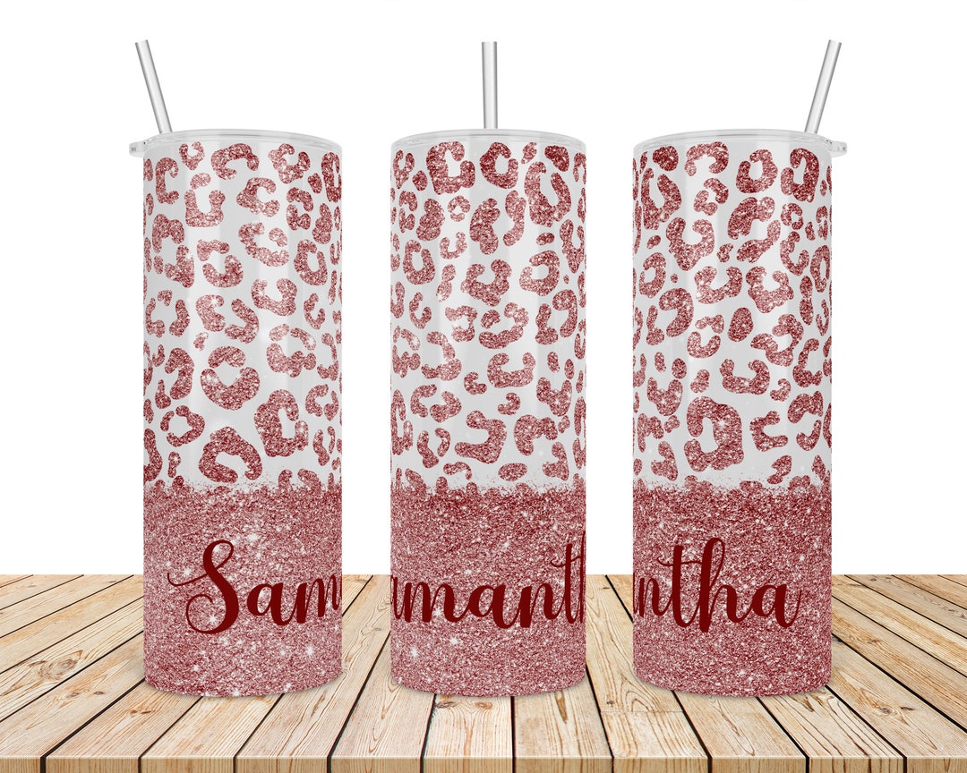 Personalised Tumbler With Shiny Glittery Print, Glitter Tumbler, Skinny 20oz Tumbler, Stainless