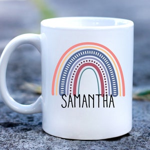 Rainbow Personalised mug, Custom mug, Kids rainbow mug, Personalised mug.