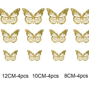 Gold Butterfly 12 Pcs, 3D Butterfly, Wall Decor for Home Decoration DIY ...