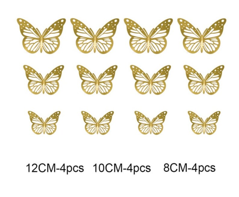 Gold Butterfly 12 Pcs, 3D Butterfly, Wall Decor for Home Decoration DIY ...