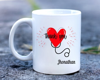 Personalized Stethoscope Coffee Mug, Doctor Nurse Gift