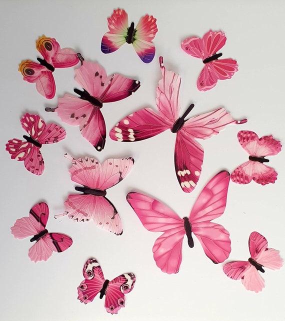 Papillon rose 12 pcs, papillon lumineux, décor mural pour la décoration de  la maison DIY Décorations murales pour les chambres denfants Party Decor  Butterfly -  France