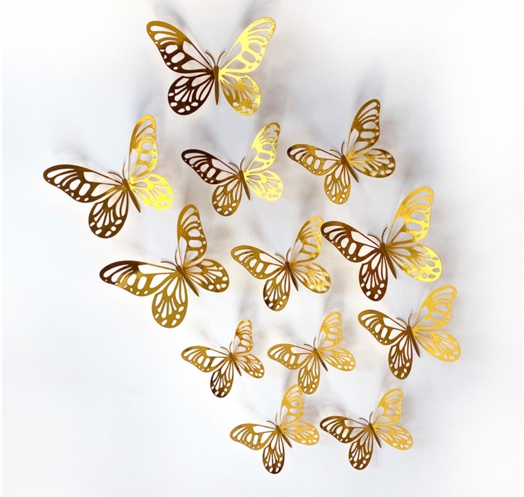 Gold Butterfly Wall Decor: 3D PVC Butterflies, Set of 12 - Etsy