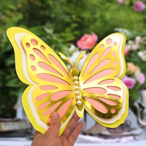 3D Four-Layer Hollow Butterfly Wall Sticker Wedding Decoration Festival Home Decor Wallpaper Pearl Paper Butterflies Stickers