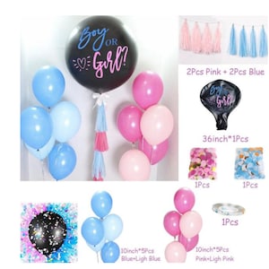 1 Set Giant Boy Or Girl Gender Reveal Black Latex Balloon Baby Shower Confetti Ballons Birthday Gender Reveal Party Decoration