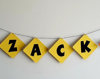 Construction Birthday Banner. Construction Banner. Construction Party Custom Name Banner.