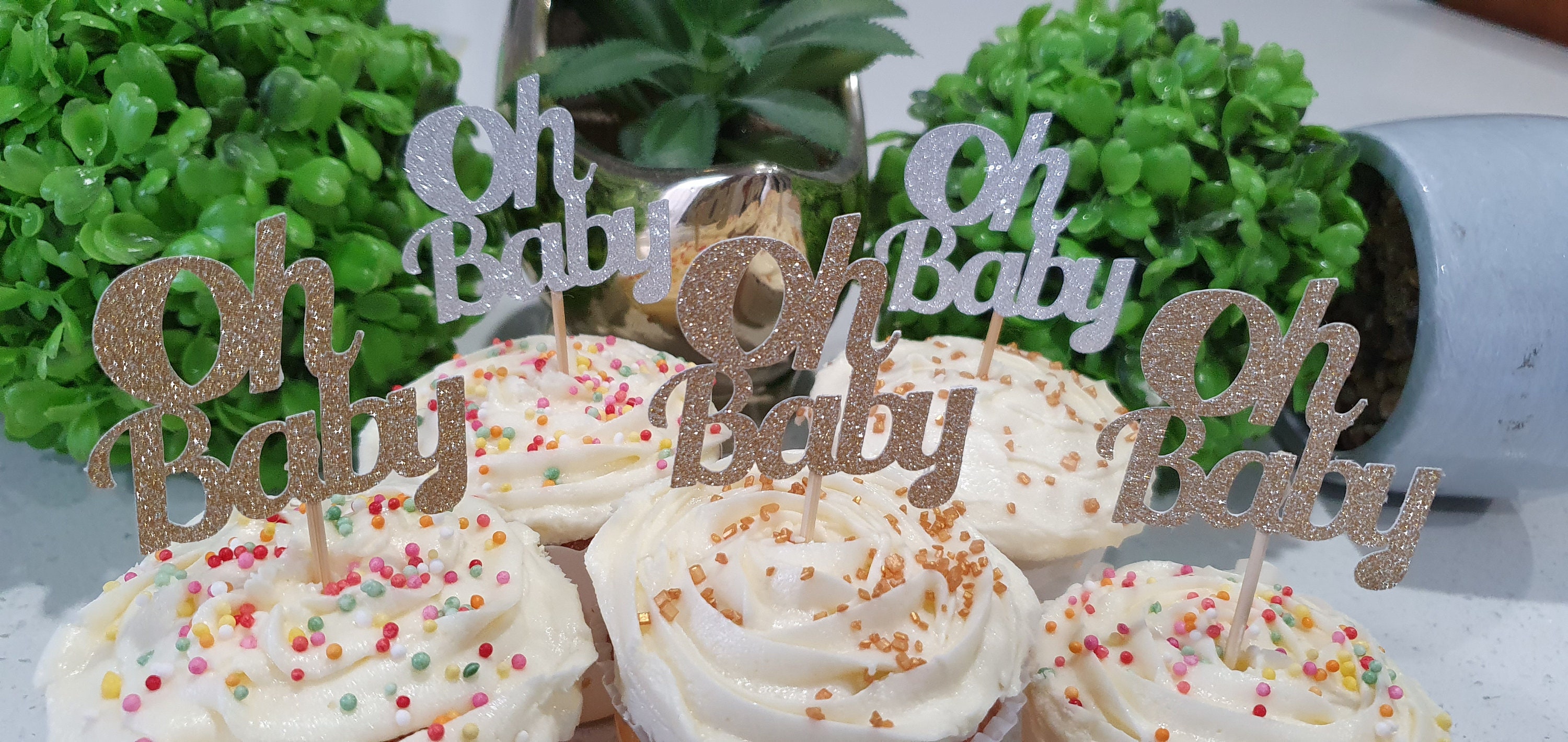 Oh Baby Cupcake Topper.birthday Cup Cake Topper.table Etsy