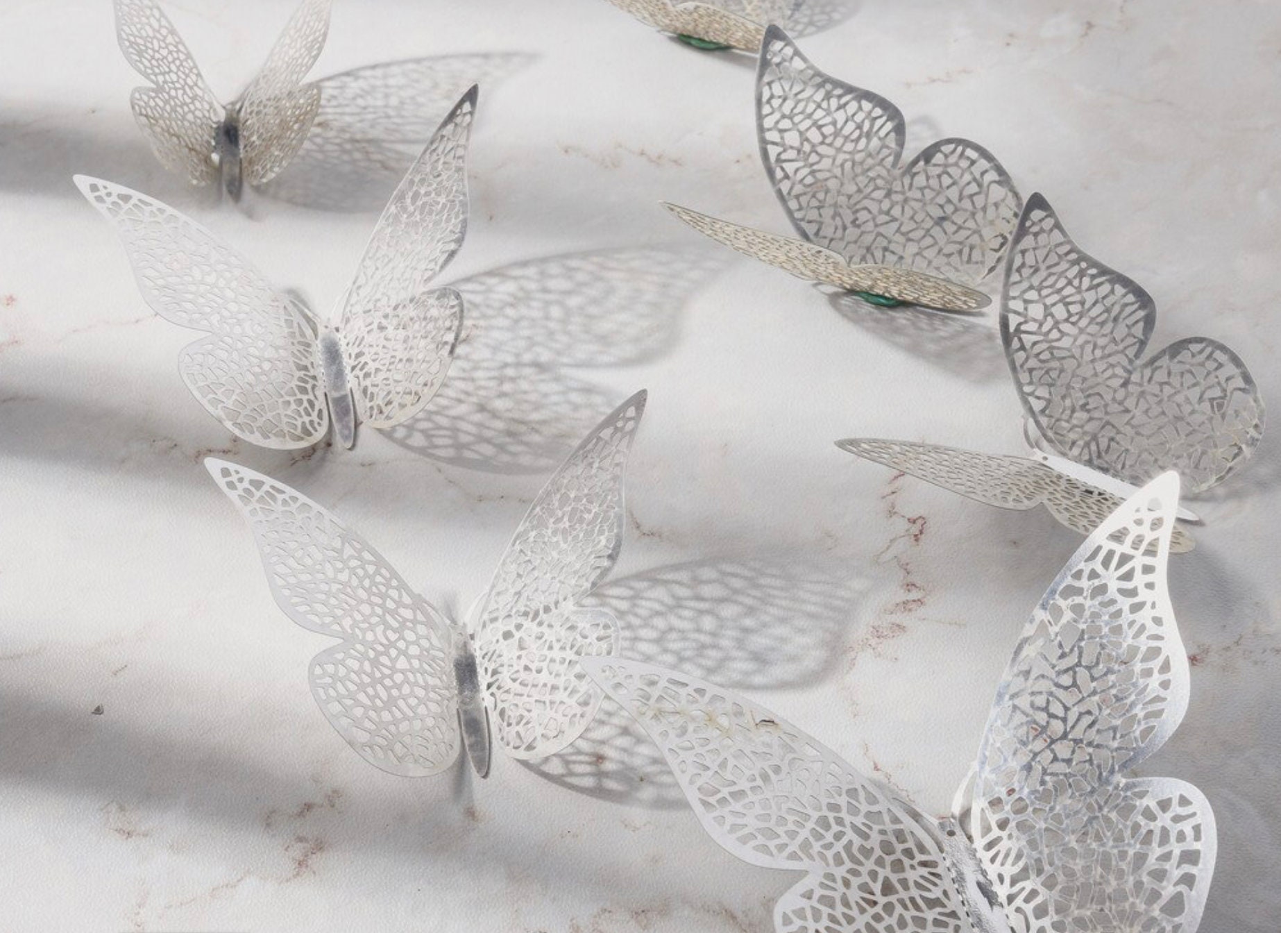 Silver Butterfly Wall Decor: 3D DIY Decorations, 12 Piece Set - Etsy