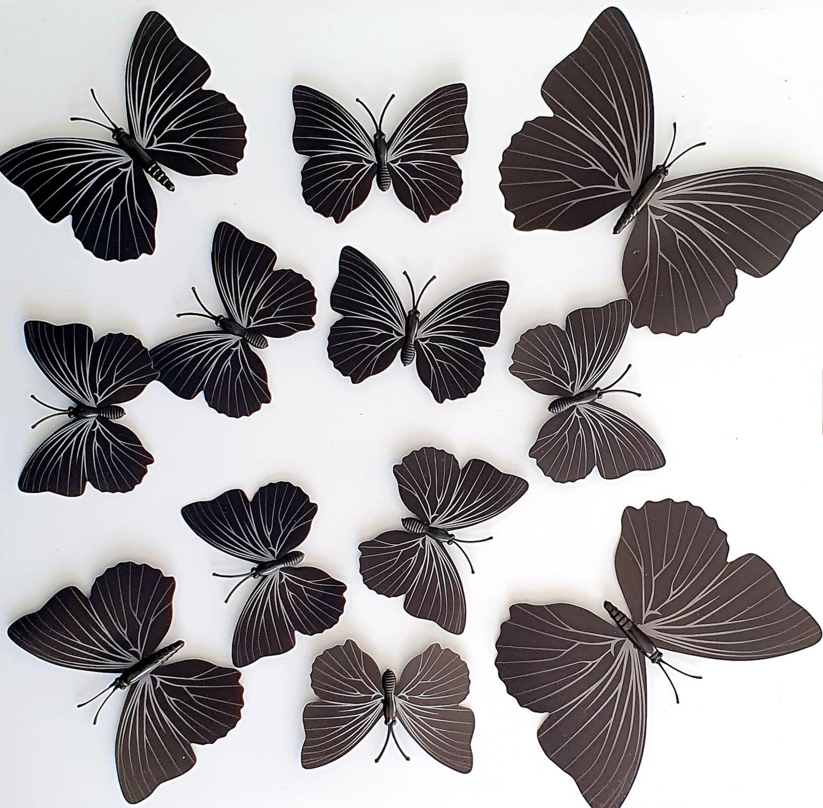 Black Butterfly 12 pcs Wall Decor For Home Decoration DIY Etsy