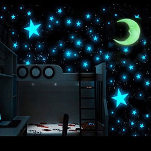 111Pcs Star And Moon Combination 3D Wall Sticker Living Room Bedroom Decoration For Kids Room Home Glow In The Dark Stickers