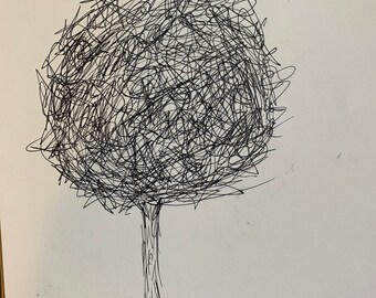 8x10 Abstract Scribble Art Pen Sketch Etsy