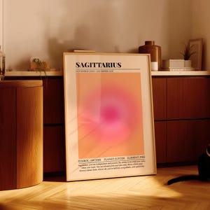 Arte de pared minimalista moderno del zodíaco Sagitario / Decoración astrológica / Regalo de cumpleaños bohemio para amantes del horóscopo