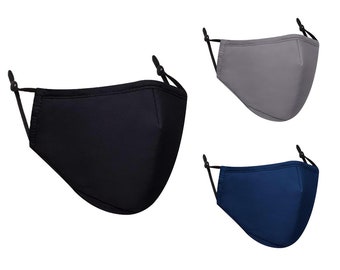 Black Cotton Face Mask: Adjustable, Washable, Reusable