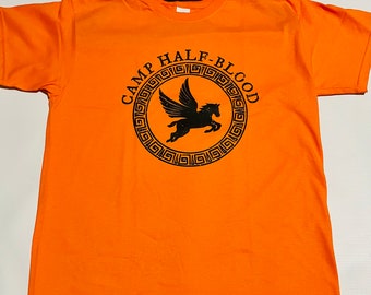 Camp Half Blood T-shirt. Percy Jackson Camp half blood T-shirts Orange.kids camp half blood t shirts.