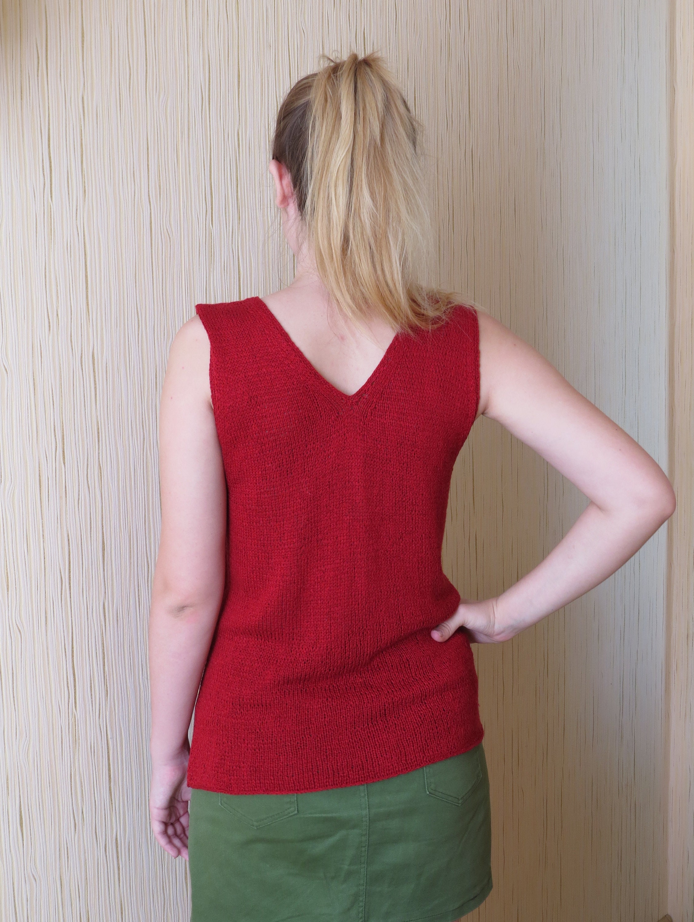 Linen knitted top handknitted tank topsummer jumper red Etsy