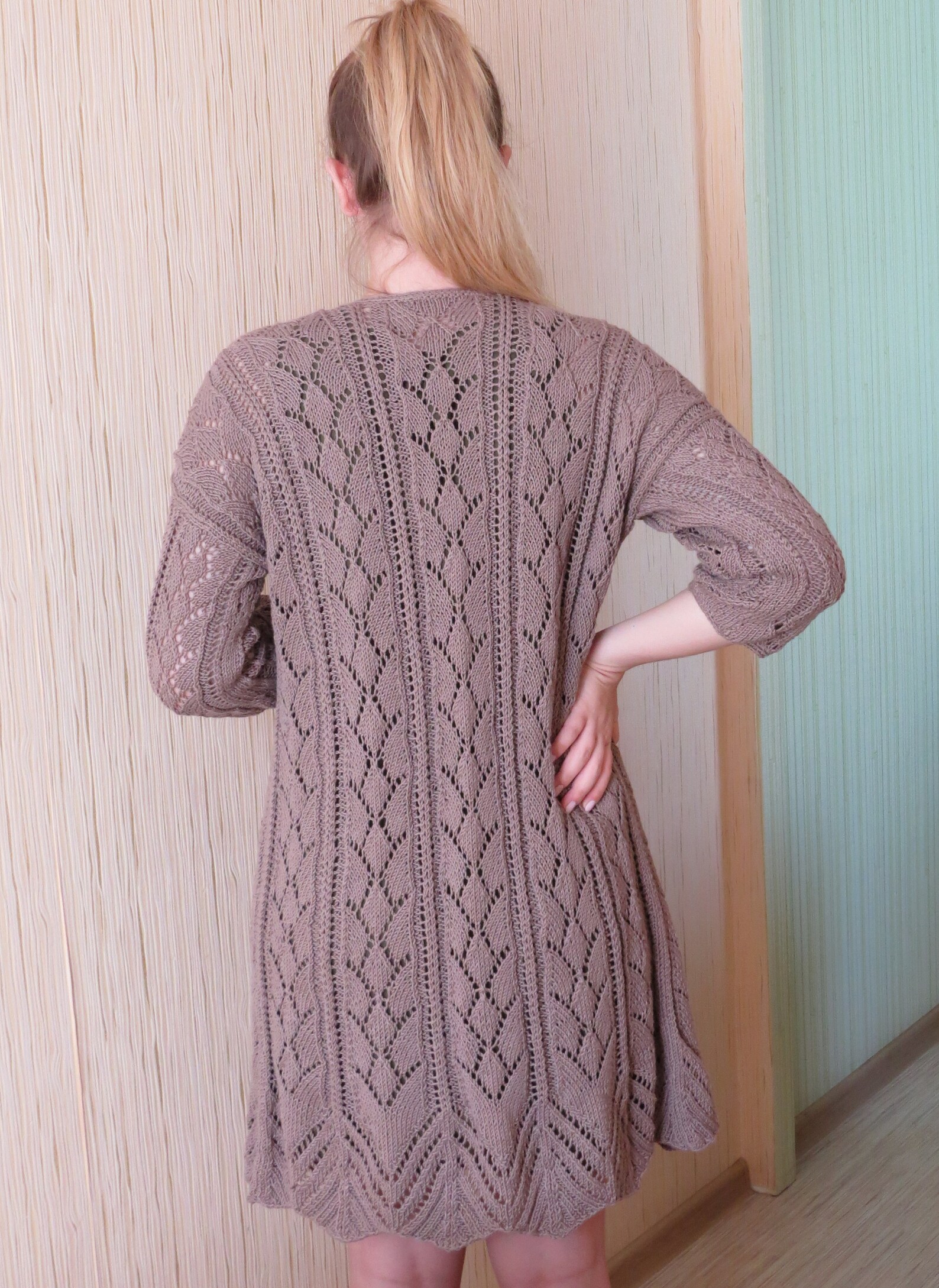 Handknitted openwork cardigan brown cardigan summer knitted Etsy