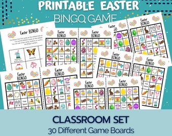 Easter Bingo Printable, Classroom Games, Printable Games for Kids, Easter Bingo for kids, Classroom Set