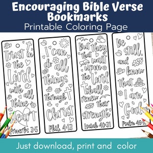 Segnalibri da colorare con versetti della Bibbia, attività per la scuola domenicale (download digitale)