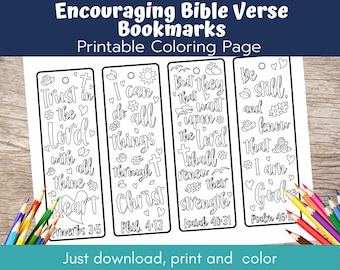 Bible Verse Coloring Bookmarks, Sunday School Activity (Digital Download)