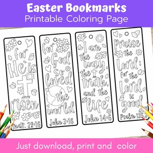 Easter Printable Bookmarks, Coloring Bookmarks, Printable Bookmarks, Bible Verse Bookmarks, Bible Verse Printable, Christian Bookmarks
