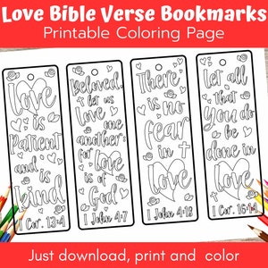 Druckbare Lesezeichen für Bibelverse, Lesezeichen zum Thema Liebe, Lesezeichen zum Ausmalen, Sonntagsschule Basteln, Christliche Lesezeichen, Schrift zum Ausdrucken