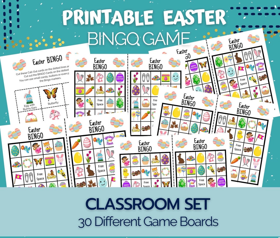Easter Bingo Game: Classroom Set, 30 Printable Cards (PDF) - Etsy